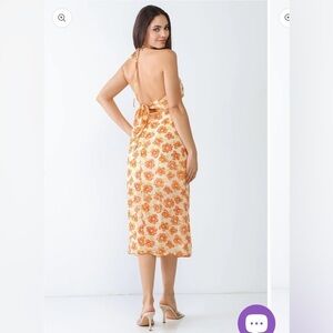 Floral Print Sleeveless Halter Neck Midi Dress